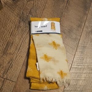 Bee Patterned Mustard Yellow and Cream Scarf NWT